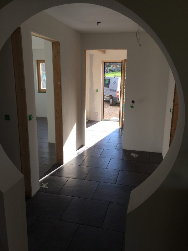Intérieur d'une maison ossature bois